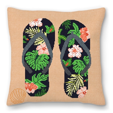 Flip Flops Needlepoint Pillow