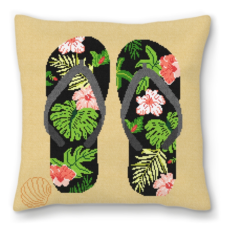 Flip Flops Needlepoint Pillow