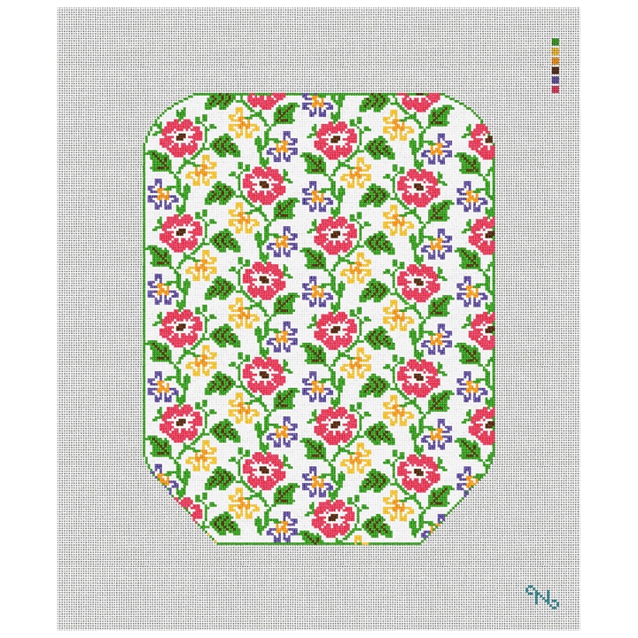 Floral Pickleball Paddle Cover Needlepoint Kit Stitched Preview