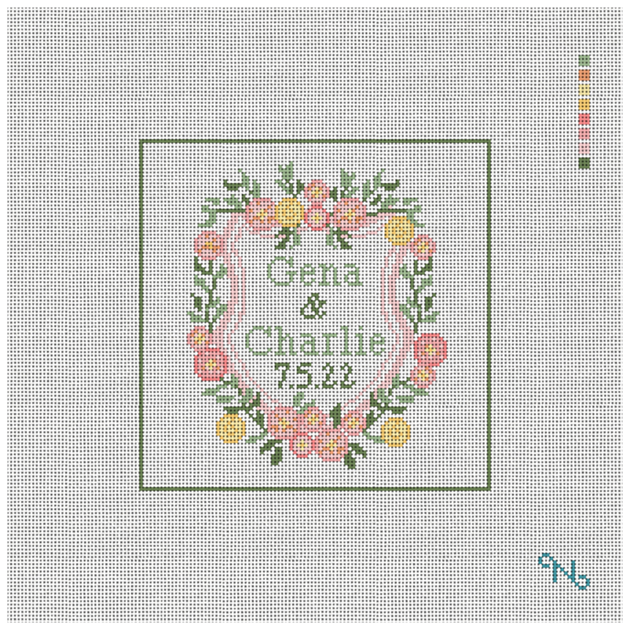 Floral Posies Wedding Needlepoint Ornament Kit