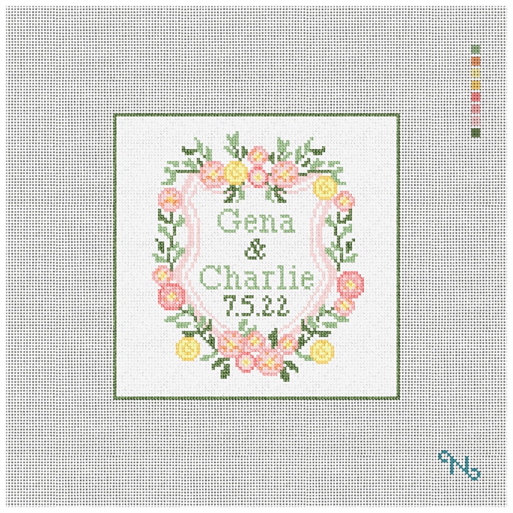 Floral Posies Wedding Needlepoint Ornament Kit Stitched Preview
