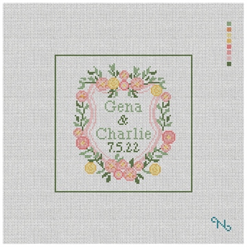 Floral Posies Wedding Needlepoint Ornament Kit