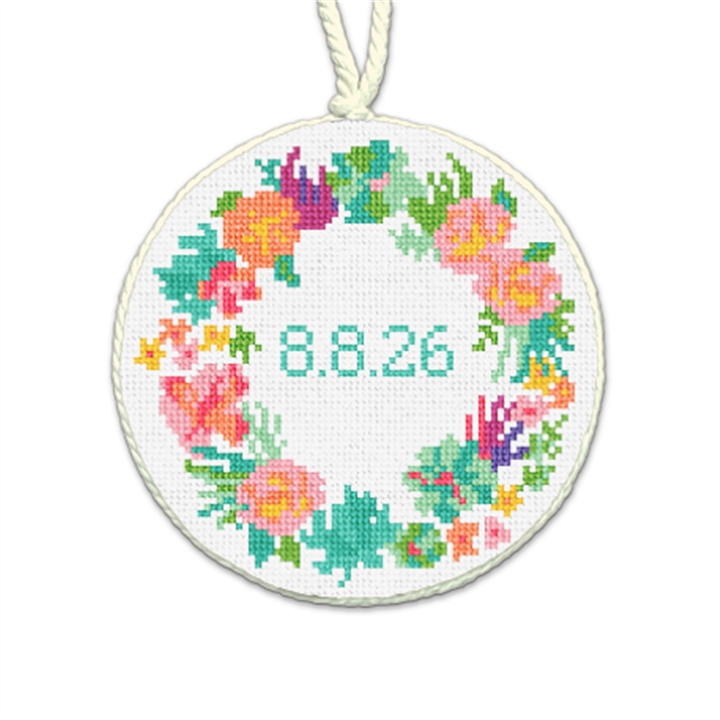 Floral Wreath Wedding Needlepoint Ornament