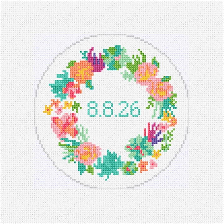 Floral Wreath Wedding Needlepoint Ornament Kit