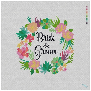 Floral Wreath Wedding Needlepoint Pillow Kit