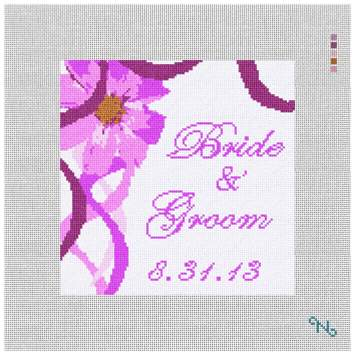 Florance Needlepoint Ring Bearer Pillow Kit Stitched Preview