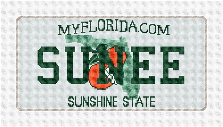 Florida Vanity Plate Needlepoint Pillow Kit