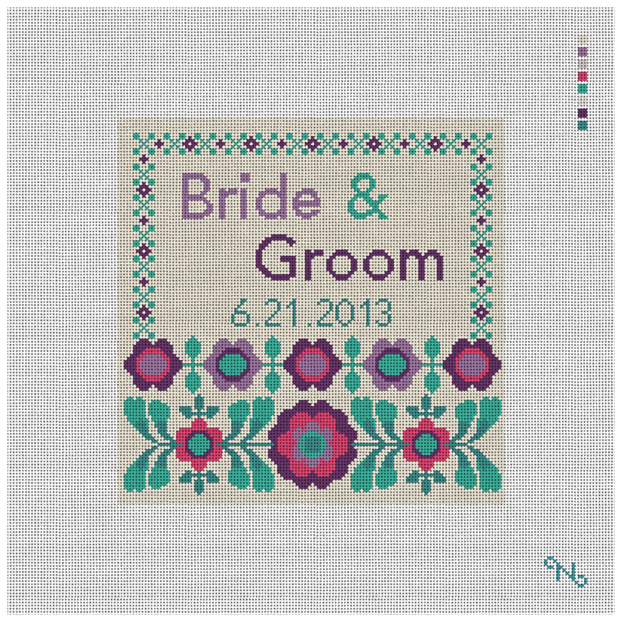 FlowerPop Wedding Pillow Needlepoint Kit