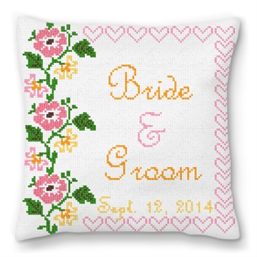 Flowers and Hearts Custom Needlepoint Pillow