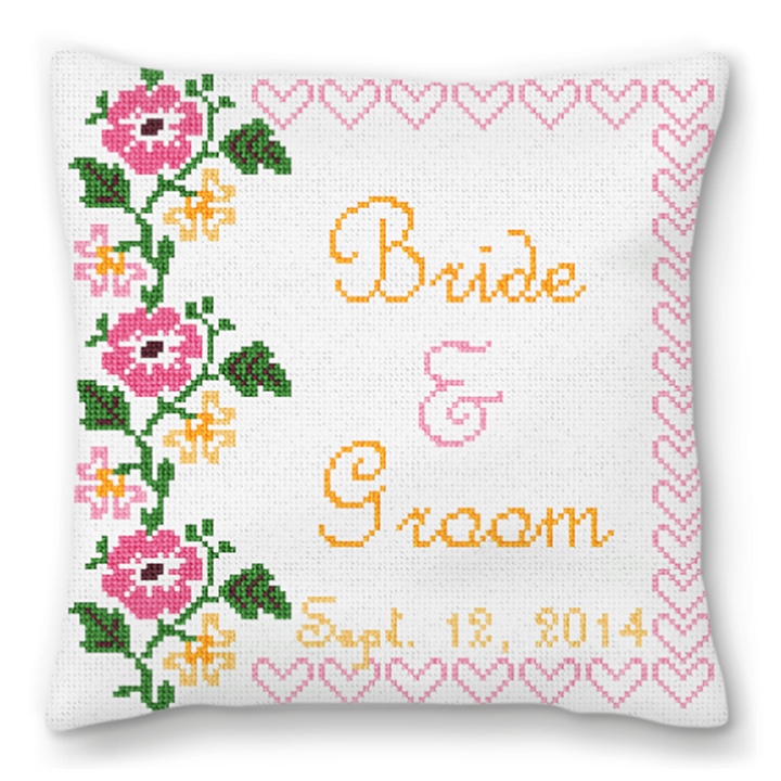 Flowers and Hearts Custom Needlepoint Pillow