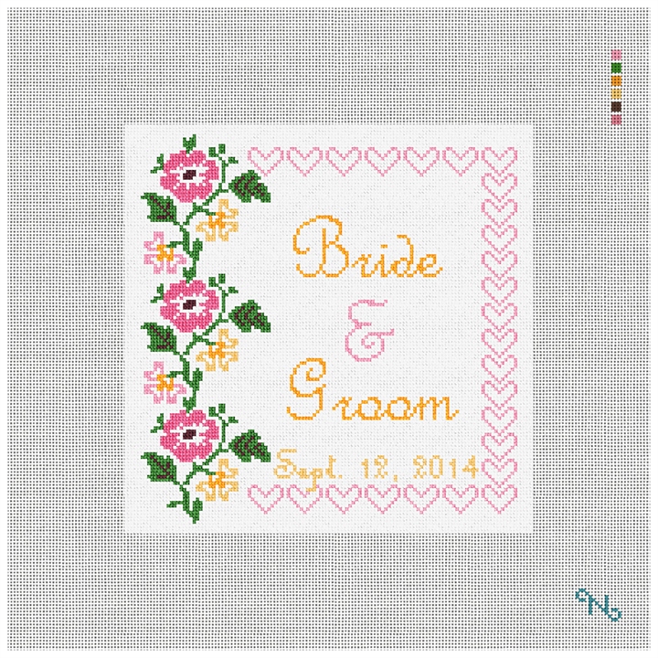 Flowers and Hearts Ring Bearer Kit Stitched Preview