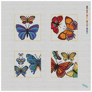 Fluttering Butterflies Needlepoint Coaster Set Kit