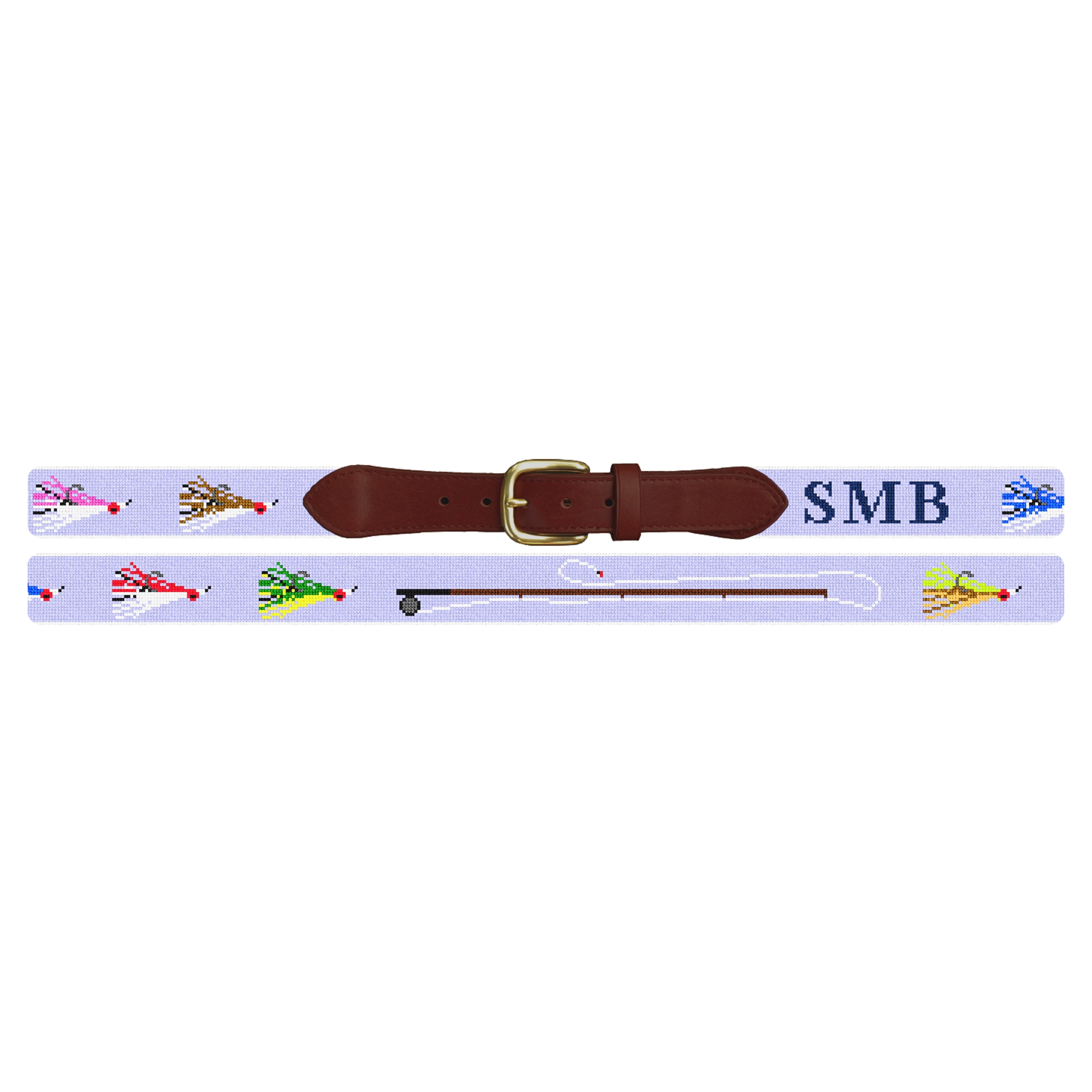 Fly Fisherman Custom Needlepoint Belt