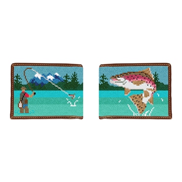 Fly Fishing Landscape Needlepoint Wallet