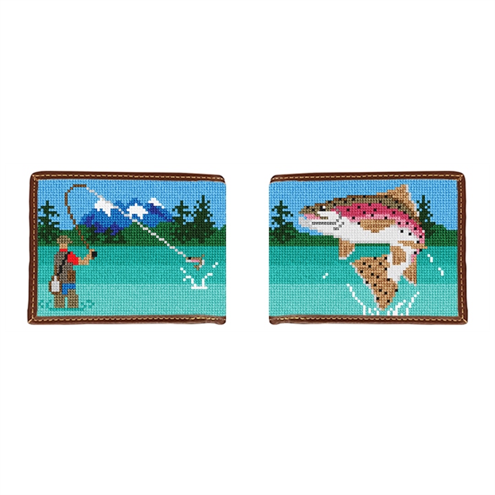 Fly Fishing Landscape Needlepoint Wallet 