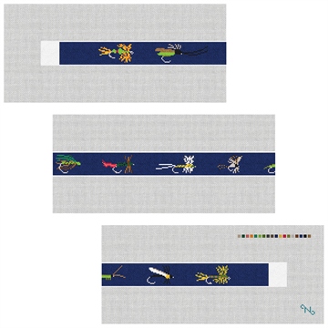 Fly Fishing Needlepoint Belt Kit Stitched Preview
