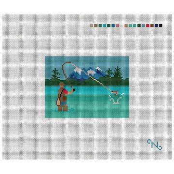 Fly Fishing Needlepoint Card Wallet Kit