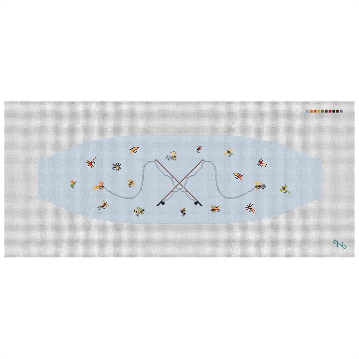 Fly Fishing Needlepoint Cummerbund Kit Stitched Preview