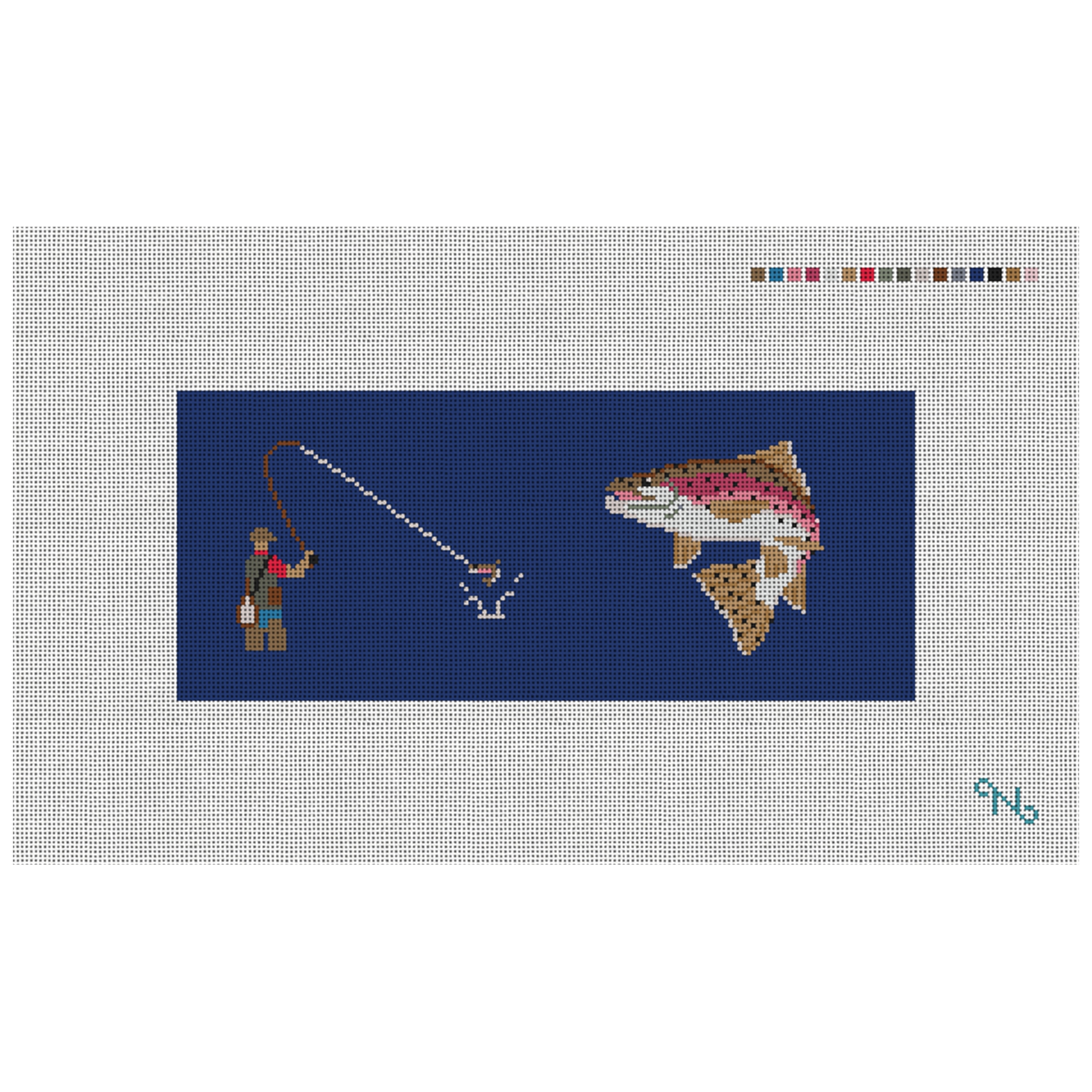 Fly Fishing Needlepoint Flask Kit