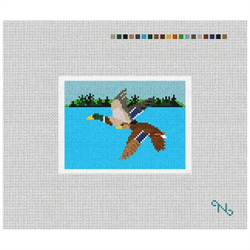 Flying Mallards Needlepoint Card Wallet Kit Stitched Preview