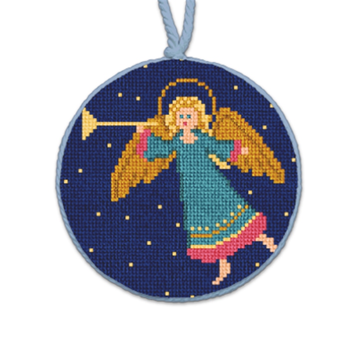 Folk Art Harmony Angel Needlepoint Ornament