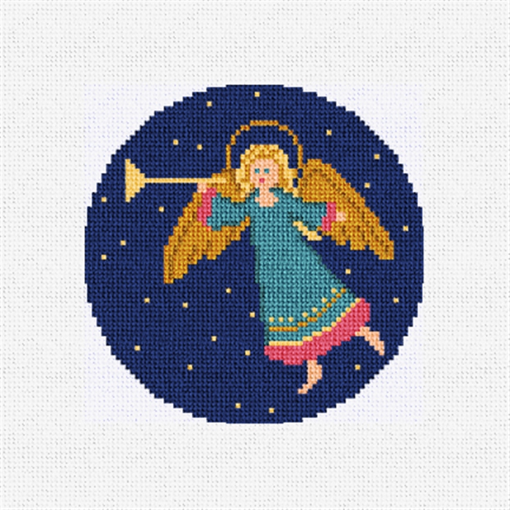 Folk Art Harmony Angel Needlepoint Ornament Kit