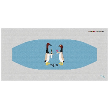 Formal Ducks Cummerbund Needlepoint Kit Stitched Preview