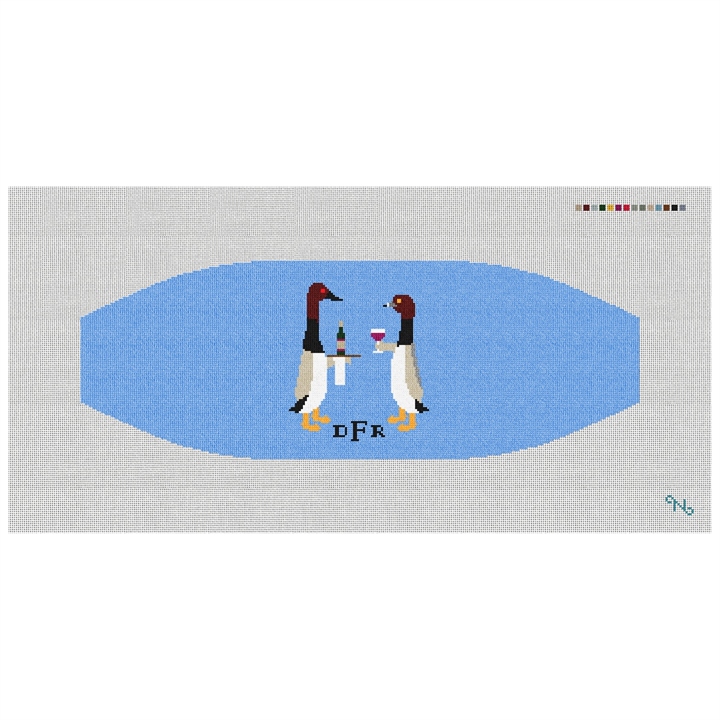 Formal Ducks Cummerbund Needlepoint Kit Stitched Preview