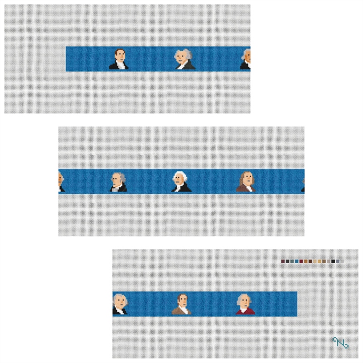 Founding Fathers Needlepoint Belt Kit Stitched Preview
