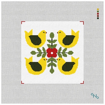 Four Calling Birds Needlepoint Kit Stitched Preview