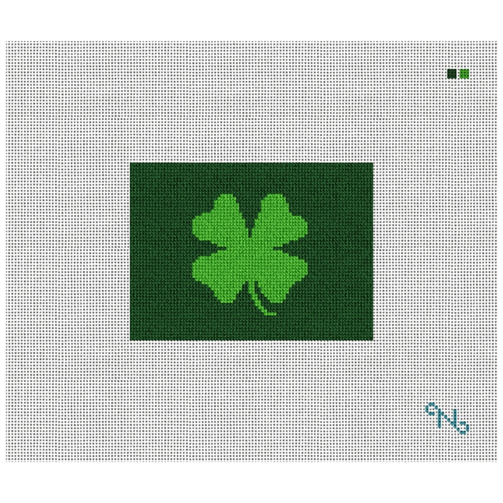 Four Leaf Clover Needlepoint Card Wallet Kit Stitched Preview