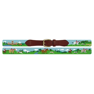 Fox Hunting Needlepoint Belt