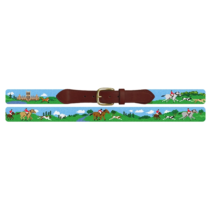 Fox Hunting Needlepoint Belt 