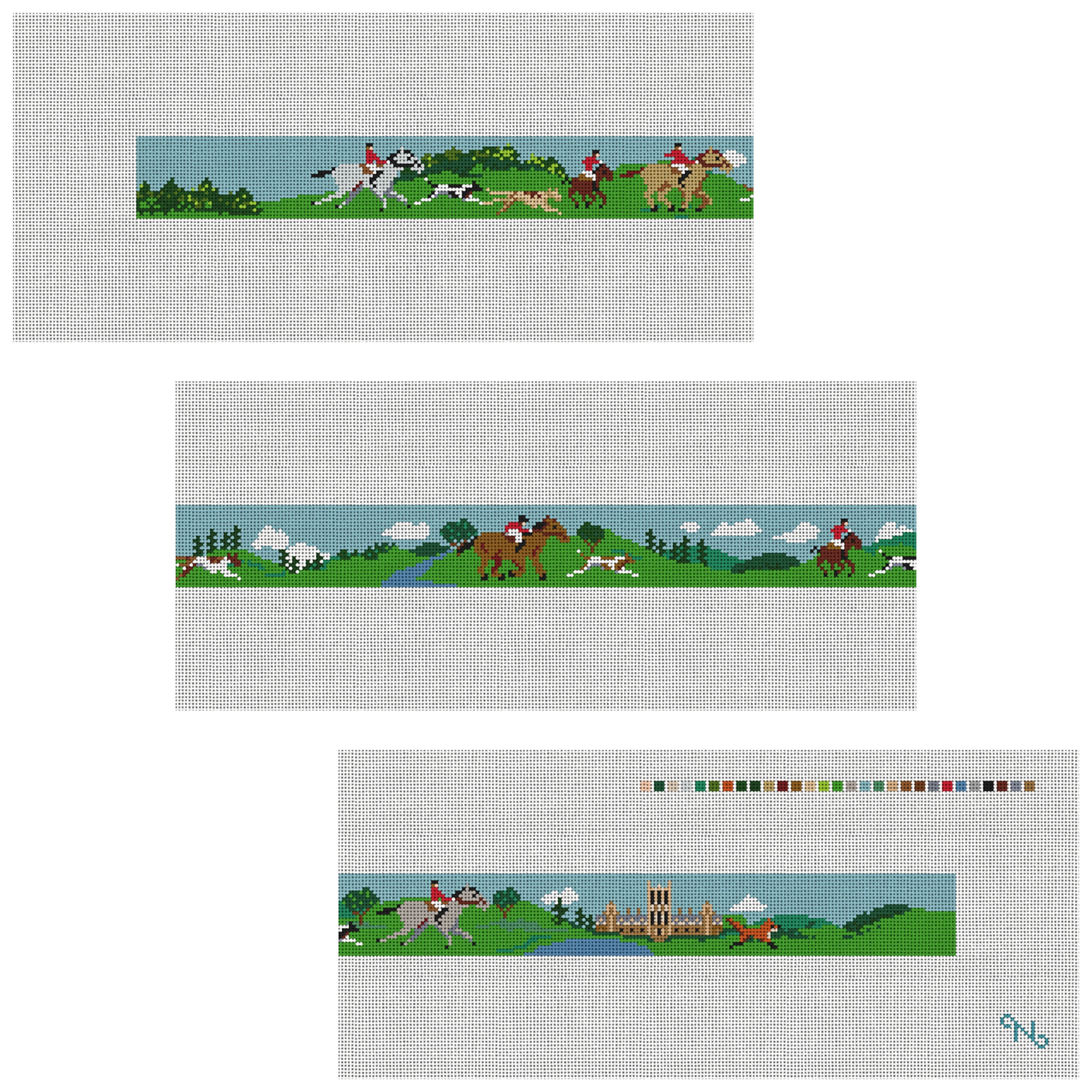 Fox Hunting Needlepoint Belt Kit