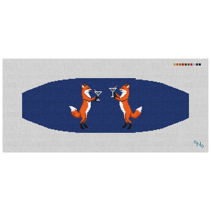 Fox Wedding Cummerbund Needlepoint Kit Stitched Preview