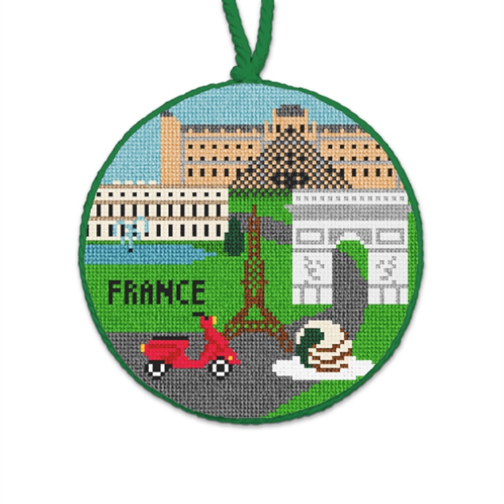 France Needlepoint Ornament 