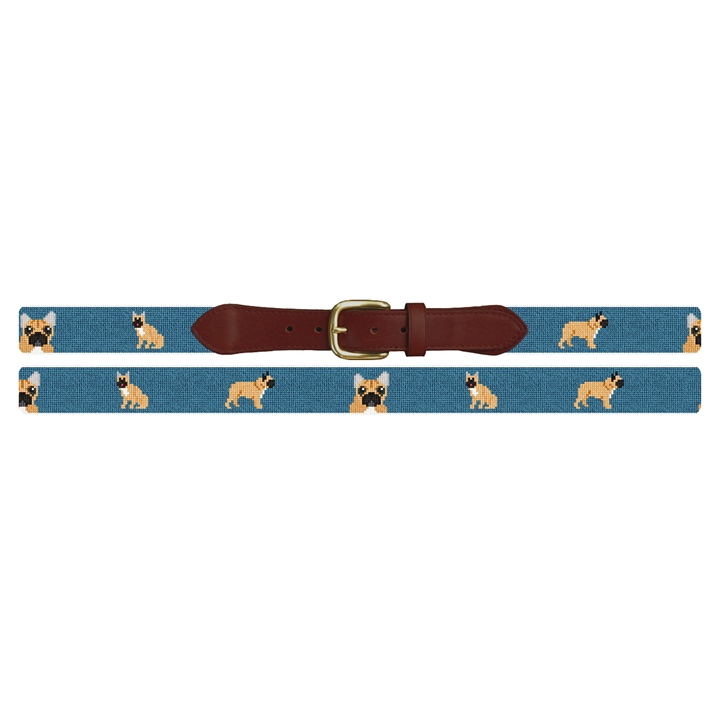 French Bulldog Needlepoint Belt
