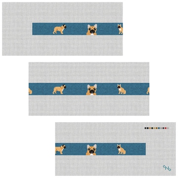 French Bulldog Needlepoint Belt Kit Stitched Preview