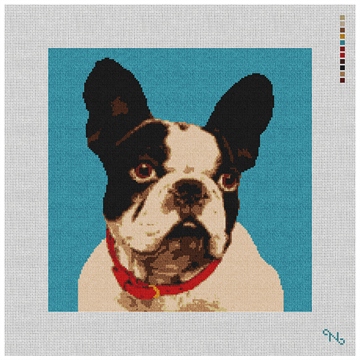 French Bulldog Needlepoint Kit Stitched Preview