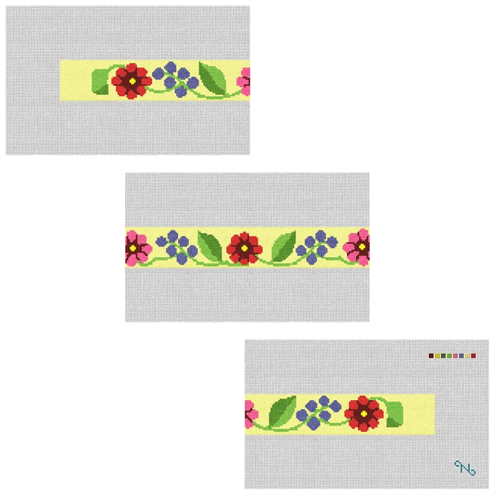 Fresh Floral Hatband Needlepoint Kit  Stitched Preview
