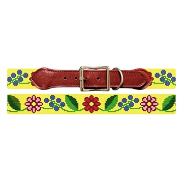 Fresh Floral Needlepoint Dog Collar