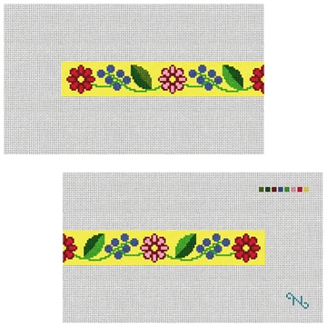 Fresh Floral Needlepoint Dog Collar Kit Stitched Preview