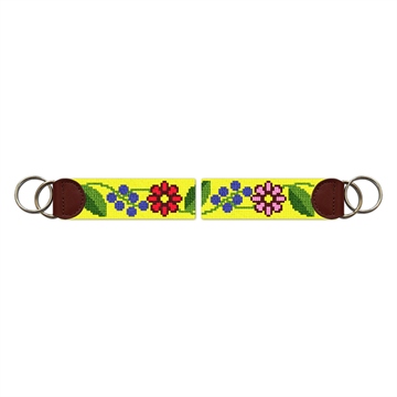 Fresh Floral Needlepoint Key Fob