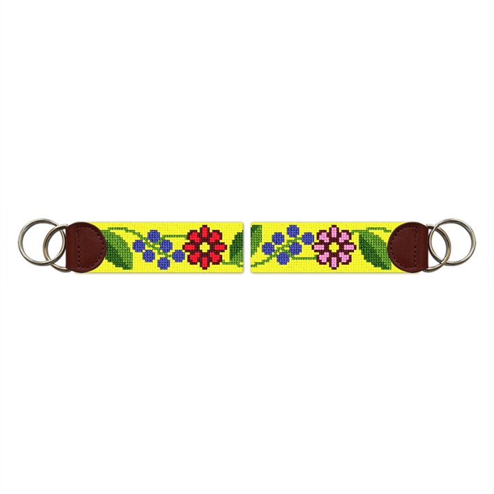 Fresh Floral Needlepoint Key Fob 