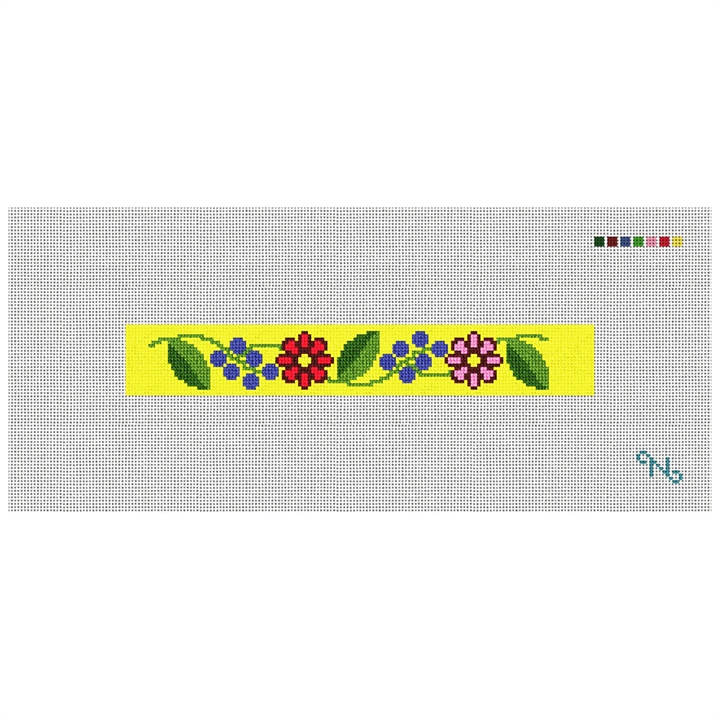 Fresh Floral Needlepoint Key Fob Kit Stitched Preview