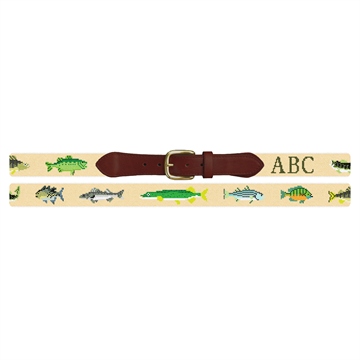 Freshwater Fish Needlepoint Belt