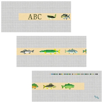 Freshwater Fishing Needlepoint Belt Kit Stitched Preview