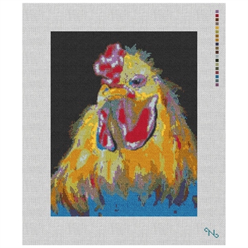 Fried Chicken Needlepoint Kit Stitched Preview