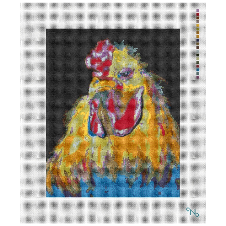 Fried Chicken Needlepoint Kit Stitched Preview