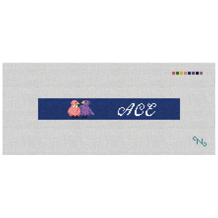 Friendship Birds Needlepoint Key Fob Kit Stitched Preview